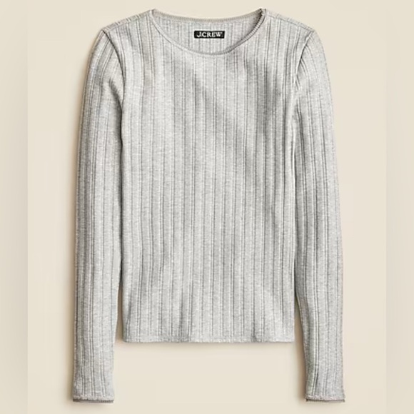 J. Crew Tops - J. Crew Light Gray Pointelle long sleeve Tshirt